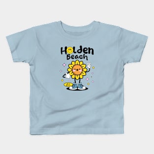 Holden Beach, North Carolina Smiling Sunshine Flower Kids T-Shirt